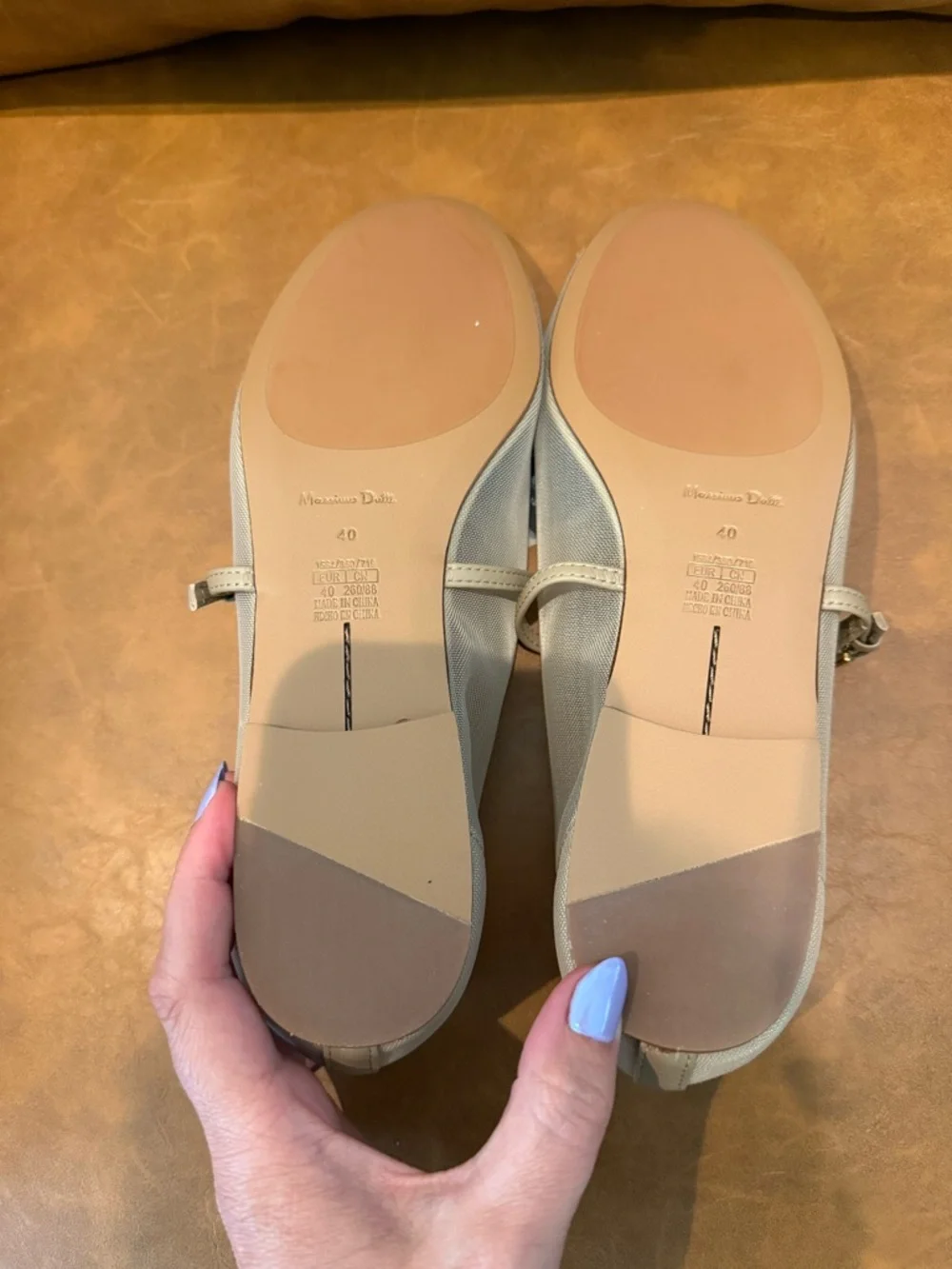 NWT Massimo Dutti Tan Mesh Ballet Flats Shoes Strap EU 40 US 9 - Picture 7 of 9